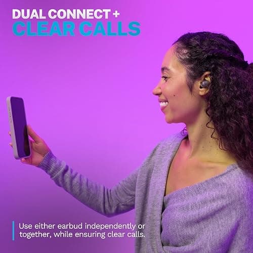 JLab Go Air Pop+ True Wireless Earbuds, in Ear Headphones, Bluetooth Earphones, 35H Playtime Ear Buds, Bluetooth Earbuds with Microphone, USB-C Charging Case, Dual Connect, EQ3 Sound, Clear thumbnail 5