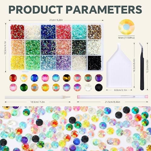 20700Pcs 4mm Resin Flatback Rhinestones Tumbler Non-hotfix Round Gems for Nails Crafts Clothes Shoes Decoration(4mm,Mixed Color) thumbnail 3