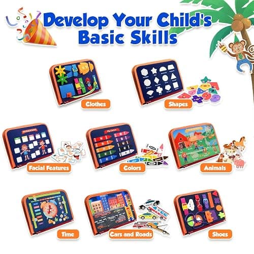 Toddler Toys Busy Board - Montessori Toys for 1-5 Year Old Boy Girl Gifts | Birthday Gifts for Kids, Sensory Toys Baby Essentials, Busy Book for Toddlers 1-5 Year Old, Airplane Activities Toys Gifts thumbnail 3