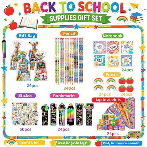 SZCECHRE 24 Pack Back to School Gifts for Students, Classroom Welcome Gift Set with Stationery Supplies, First Day of School Gifts for Kids, Teacher Rewards and Student Appreciation Favors thumbnail 4