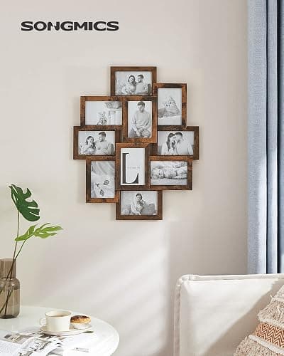 SONGMICS Collage Picture Frames, 4x6 for Wall Decor 10 Pack, Assembly Required, Rustic Brown URPF020X02 thumbnail 8