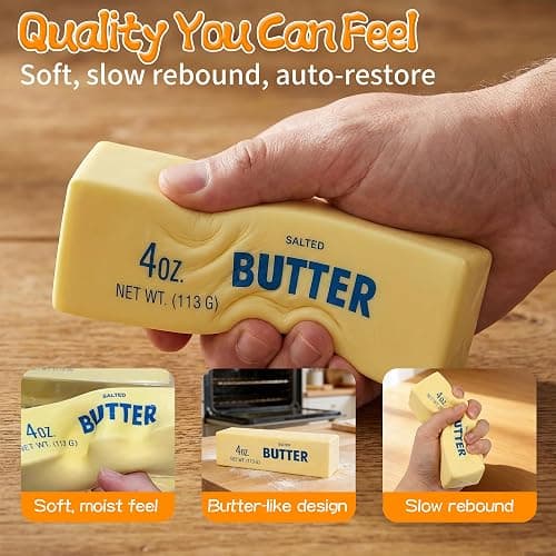 Butter Stick Slow Rising Squishy Toy, 2026 New Soft Realistic Butter Squeeze Ball, Slow Rebound Stress Relief Fidget Toys (1 Pcs) thumbnail 4