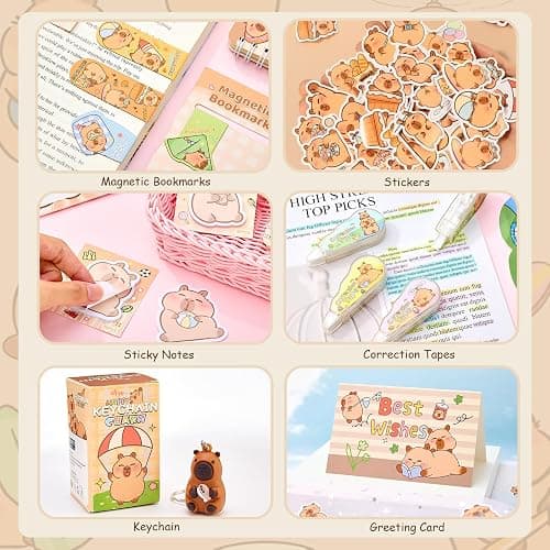 Zadoreck Cute Capybara Stationery Gift Set for Kids,30 Piece Animal Theme School Supplies Kit with Pencil Case,Notebook & Stickers,Practical and Fun for Birthday,Easter& Festivals Gift Girls Boys thumbnail 6