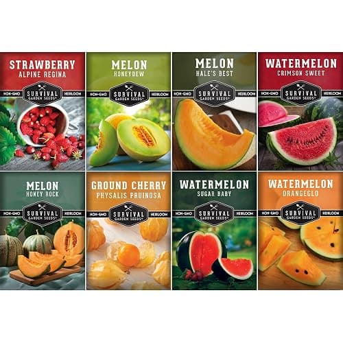 Fruit Seeds for Planting 8 Variety Pack - Non-GMO Heirloom Fruits | Watermelon, Cantaloupe, Melon, Strawberry, Ground Cherry for Home Vegetable Gardens - Survival Garden Seeds - Image 1