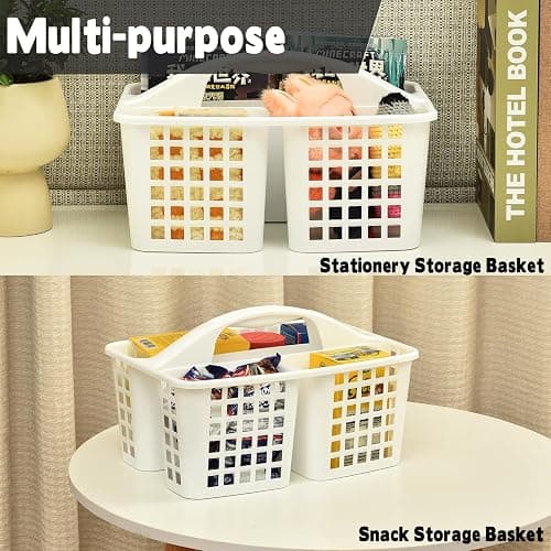 Haundry Plastic Shower Caddy Basket with 3 Compartments, Portable Divided Cleaning Supply Storage Organizer with Handle (Clear) thumbnail 7