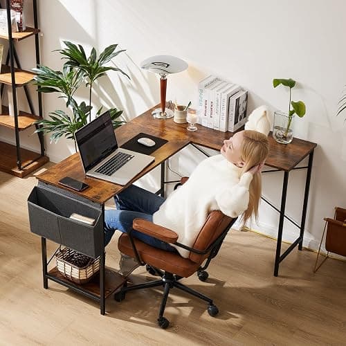 Sweetcrispy L Shaped Desk - Computer Corner Gaming PC Table with CPU Stand Side Bag for Home Office Dorm Sturdy Writing Workstation thumbnail 5