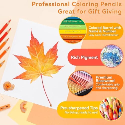 Ohuhu Colored Pencils: 72 Oil-based Drawing Pencils for Coloring Portrait Sketching Landscape, Durable Soft Core, Professional 72 Pack for Artist, Adult & Beginners, Halawa Series thumbnail 4