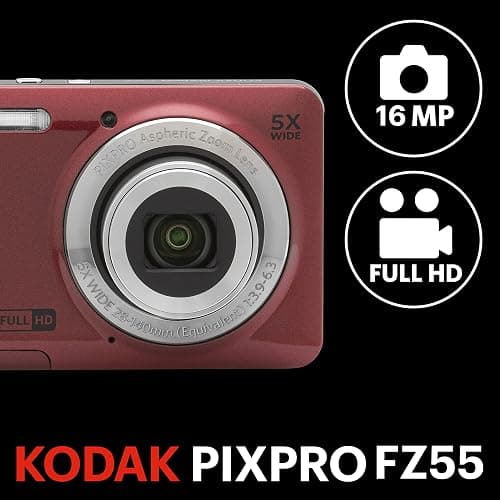 Kodak PIXPRO FZ55-RD 16MP Digital Camera 5X Optical Zoom 28mm Wide Angle 1080P Full HD Video 2.7" LCD Vlogging Camera (Red) Packaging May Vary thumbnail 3