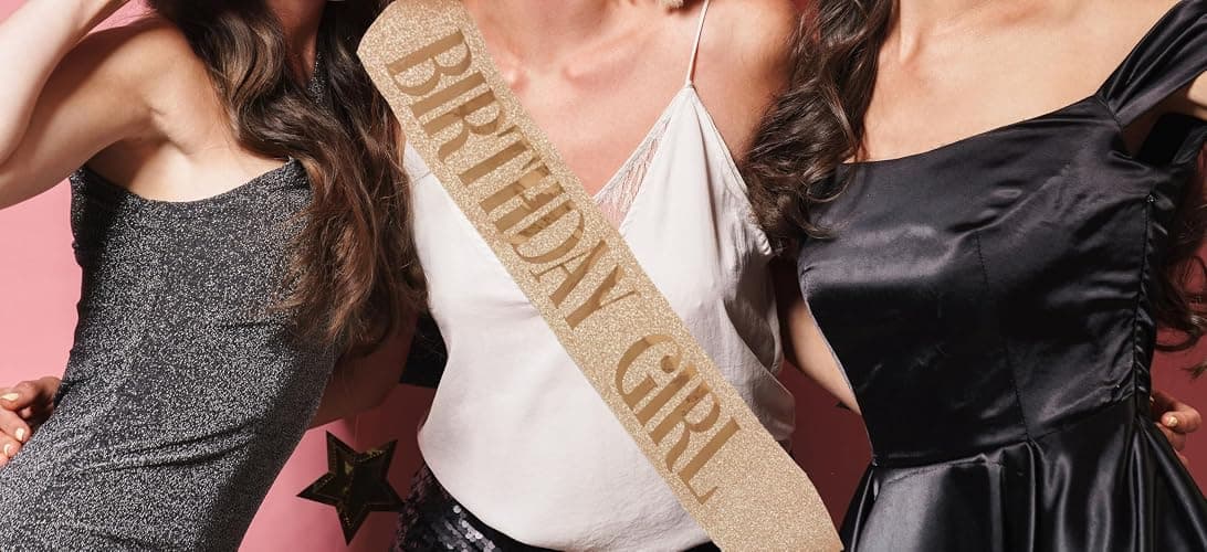 Shimmer Anna Shine Glitter Birthday Sash for Women (Rose Gold Glitter) - Rose Gold Glitter thumbnail 3