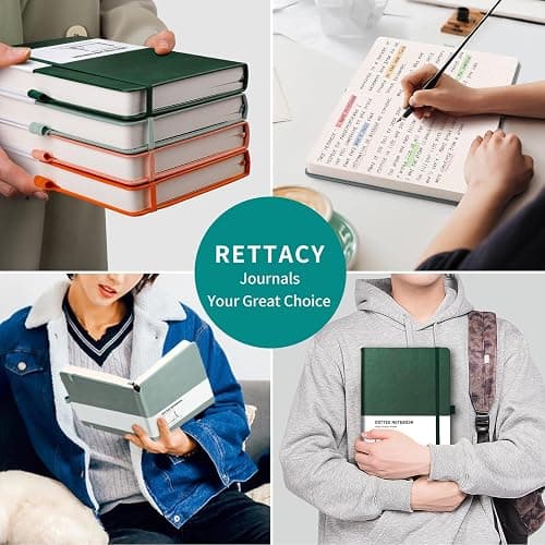 RETTACY Graph Paper Notebook A5 320 Pages Grid Notebook Thick Journal, 100gsm Thick Graph Paper, Leather Hardcover, Inner Pocket, for Office School Work Women Men14.5 x 21cm - Black thumbnail 6