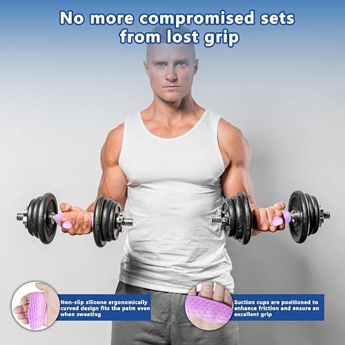 Epritliber Silicone Gym Grips for Weight Lifting,Workout Gloves for Women Men Alternative,Anti Slip Gym Workout Grip,Rubber Gym Hand Grips-Weightlifting Grips Pad for Barbell,Pull Up,Ryptfit,Training thumbnail 7