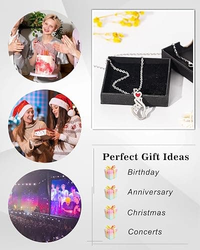TOLOWOBK BTS Kpop Gifts for Women Girls, Silver Finger Heart Charm Necklace BTS Merchandise Gift for K pop Fan Jewellery Concert Valentines Birthday Gifts for Girlfriend Mum Daughter Sister Wife thumbnail 7
