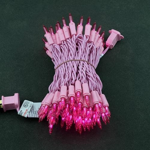YULETIME Pink LED Christmas Lights with Pink Wire, 33 ft 100 Count UL Certified Commercial Grade Holiday String Light Set thumbnail 2