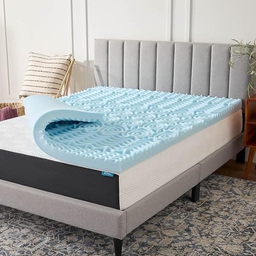 LUCID 3 Inch Gel Memory Foam Mattress Topper, Twin XL size – 5 Zones – Cooling Gel Infusion – CertiPur Certified Foam - Image 1