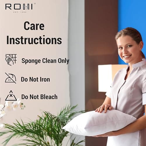 Rohi Set of 4 Hypoallergic Cushion pads - White polyster square Cushions - Standard stuffer pack of Cushion inserts (45x45 CM.) thumbnail 7