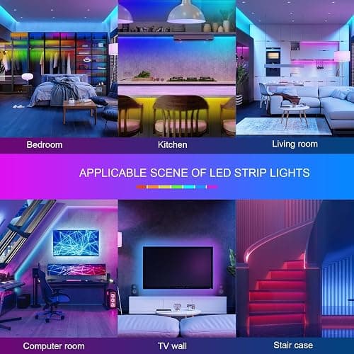 HBOWMDJIA 100ft Led Lights for Bedroom, Led Strip Lights Music Sync Corlor Changing, Led Light Strip with Remote & App Control RGB Strip, Led Lights for Room Dorm Home Classroom Ceiling Decor thumbnail 4