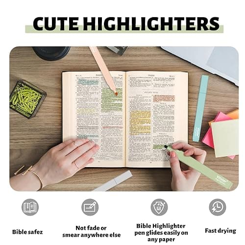 Piochoo Highlighters Assorted Colors,10Pcs Bible Highlighters and Pens No Bleed, Assorted Colors, Pastel Set, Cute Marker Pens - Pastel Colors - 10 Pack thumbnail 3