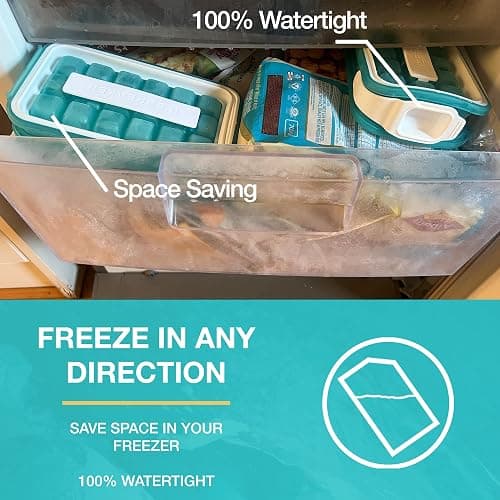 Ice Cube Tray with Lid - NO SPILL Innovative Patented Ice Tray for Freezer - NO TOUCH Silicone Ice Cube Tray for Freezer - This Ice Maker Makes 18 Cubes/Serv and 54/Day - Ice Cube Mold by ICEBREAKER thumbnail 4