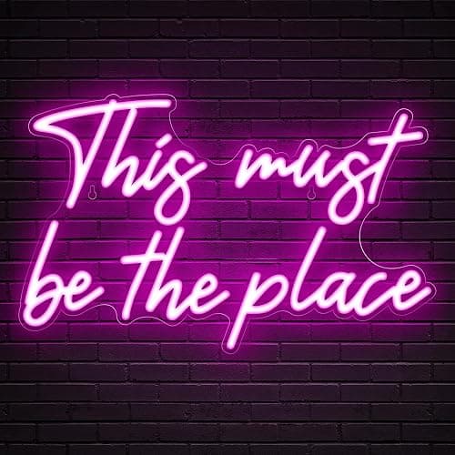 Kavaas This Must Be the Place Neon Signs 16.5" x 10.3", Pink LED Light Up Signs for Wall Decor | This Must Be The Place Sign for Bedroom, Bar, Cafe, Office, Man Cave - Image 1