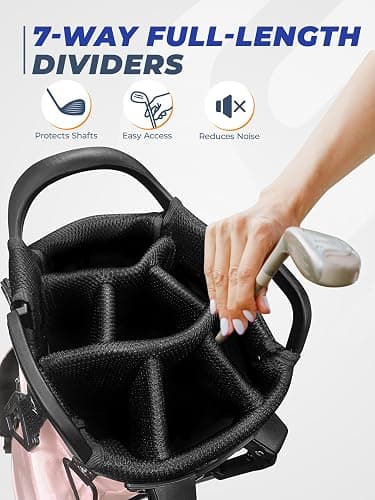 Golf Stand Bag, Lightweight Golf Bags with 7 Way Full-Length Dividers, 900D Weather-Resistant Farbic, Cooler Pockets, Ergonomic Adjustable Strap for Men Women thumbnail 2