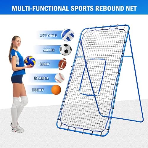 Volleyball Baseball Rebounder Net, Softball Rebounder Pitchback Net Quick Adjustments, Quick Adjustments Lacrosse Bounce Back Practice Equipment, Ideal for Outdoor Indoor and Backyard Training thumbnail 8