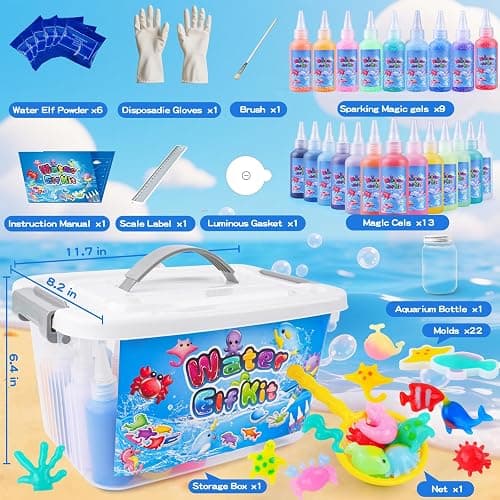 Aibxiu Magic Water Elf Toy Kit, Crafts for Kids Ages 4-8-12, Aqua Fairy Water Gel with 22 Gels, 22 Sea Creature Molds, DIY Craft Kit, Birthday & Party Favors for Kids Ages 3+ thumbnail 7