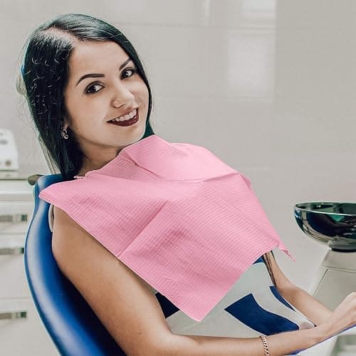 JMU 125 Pack Dental Bibs, Pink Dental Bibs Disposable 3-Ply, 13" x 18" Patient Bibs Medical Tray Covers thumbnail 8