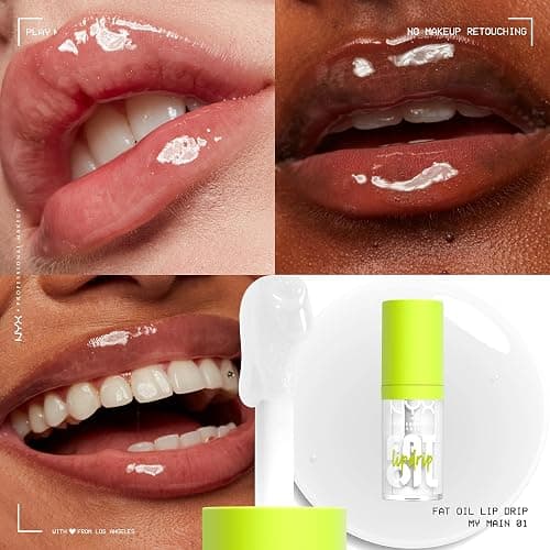 NYX PROFESSIONAL MAKEUP Fat Oil Lip Drip, Moisturizing Lip Oil Gloss, Vegan Tinted Formula, Up to 12 HR Hydration - My Main (Clear) thumbnail 3