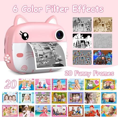 Kids Camera Instant Print, 3.0" HD Screen Kids Instant Cameras, Christmas Birthday Gifts for Girls Boys 3 4 5 6 7 8 9 10 Year Old, Portable Toddler Travel Toys with 32GB Card & 3 Rolls Printer Paper thumbnail 5