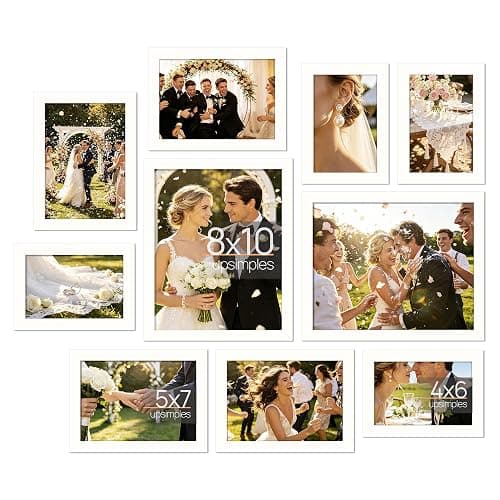 upsimples 10 Pack Picture Frames Collage Wall Decor for Mounting or Tabletop Display, Photo Gallery Frame Set for Family, Multi Sizes Including 8x10, 5x7, 4x6, White | Multi Picture Frames Collage Wall Decor, Gallery Wall Frame Set, Gift For Christmas, Mothers' day, Wedding, Dorm, Living Room - Image 1