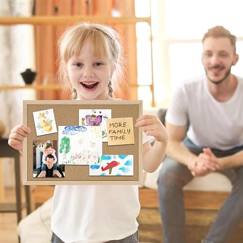 DAHAPYBOO Cork Board for Office with Pin Oak Wood Boards,17"X 12" | Bulletin Board Hanging Corkboards for Office Home School Message Board or Vision Board Decoration. thumbnail 2