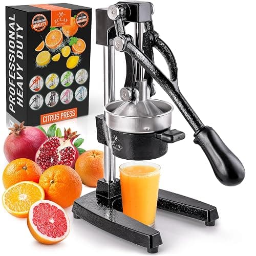 Zulay Kitchen Cast Iron Juicer - Easy-to-Clean Heavy-Duty Manual Juicer, Professional Citrus Juicer - Stainless Steel Lemon Squeezer - Manual Citrus Press & Orange Squeezer - Orange Juicer (Black) - Image 1