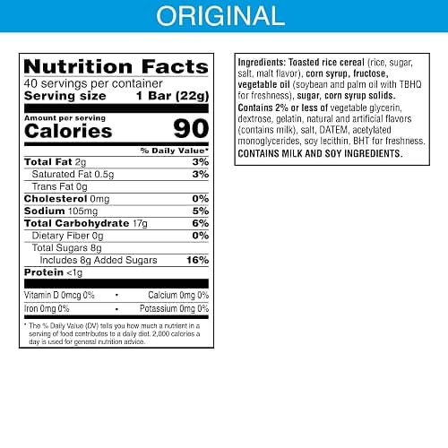 Rice Krispies Treats Crispy Marshmallow Squares, Kids Snacks, Cereal Bars, Original, 31.2oz Box (40 Bars) thumbnail 2