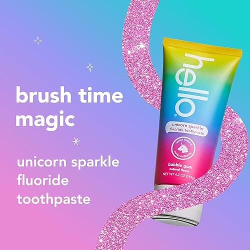 Hello Unicorn Sparkle Kids Toothpaste with Fluoride, Bubble Gum Toothpaste, 4.2 Oz Tube (Pack of 3) thumbnail 2