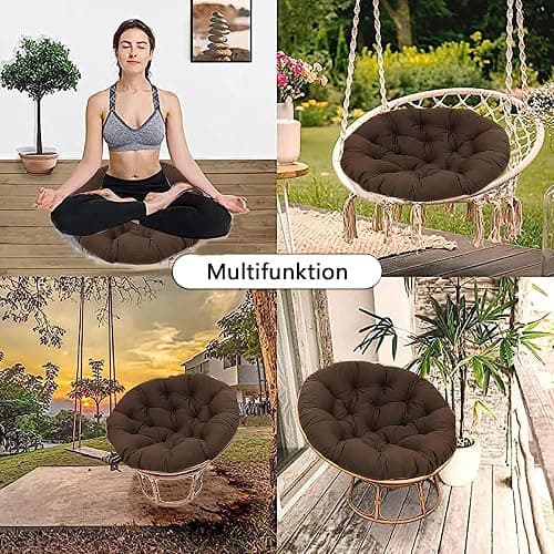 Large Round Papasan Chair Cushion, Thick Outdoor Rocking Chair Cushion, Rattan Hanging Basket Cushion, Egg Nest Replacement Pad (Color : Black, Size : 70 * 70cm) thumbnail 6