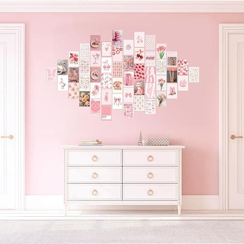 Uniro Coquette Room Decor Aesthetic, 50Pcs Pink Coquette Wall Decor, Coquette Posters Aesthetic Room Decor, Pink Room Decor 4"x6" Coquette Wall Collage Kit for Teen Girls Dorm Bedroom Decor, Cute Coquette Posters Picture Trendy Pink Wall Art Prints thumbnail 6