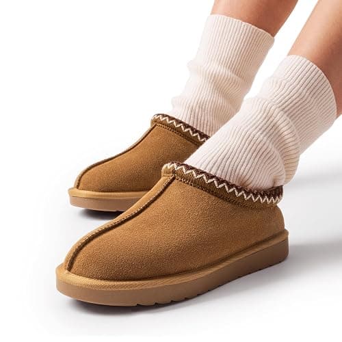 DREAM PAIRS Women's Fuzzy Cozy Slippers Genuine Suede Indoor Outdoor Fluffy Home Comfy Winter Slip On Cute Warm Memory Foam Furry Shoes FuzzyEasy - 9 - Chestnut thumbnail 7