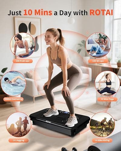 ROTAI Vibration Plate Exercise Machine for Lymphatic Drainage Massager & Weight Loss, 400 lbs Capacity Whole Body Vibrating Shake Plate Workout for Women and Men thumbnail 2