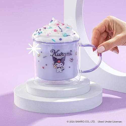 JoyJolt Hello Kitty Double Wall Insulated Coffee Mug ft Kuromi, 13.5 oz Glass Cup, Cute Drinking Glassware ideal for Latte, Iced Coffee, or Tea, Kawaii Hello Kitty Merch, Sanrio Accessories thumbnail 2
