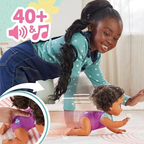 Baby Alive Crawl 'n Play Tilly Tinker Electronic Crawling Baby Doll Set, Black Hair, Kids Toys for Girls & Boys 3 Years & Up, 10.75 Inches thumbnail 4