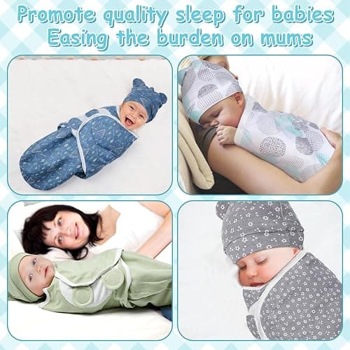 Ramede 6 Pack Swaddle Blanket with Hats for Baby Girl Boy 100% Cotton Swaddles 0-3 Months, Adjustable Breathable Skin Friendly Receiving Blanket Wrap, Essential for Newborns thumbnail 5