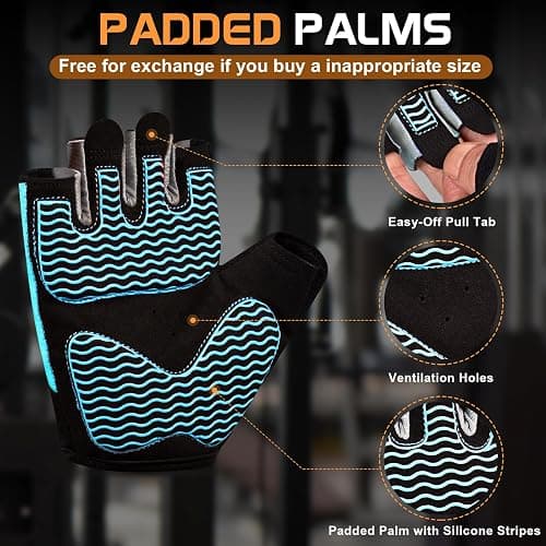 Sunnex Gym Gloves - Fingerless, Breathable Workout Gloves for Weightlifting, Cycling & More thumbnail 2