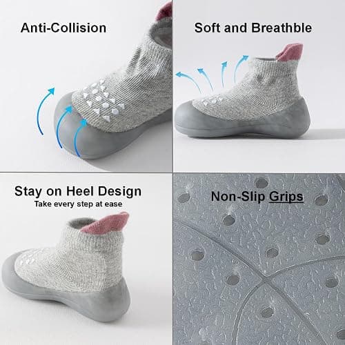 Hstyle Baby Sock Shoes Toddler Boys Walking Shoes Infant Slippers Sneakers | Non-Slip,Soft Rubber Sole,Lightweight,1st Birthday Gifts for Baby Boys Girls thumbnail 6