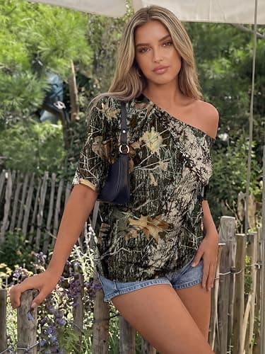 Trendy Queen Womens Off the Shoulder Tops Oversized T-Shirts Short Sleeve Tees Summer 2026 Casual Spring Clothes thumbnail 4