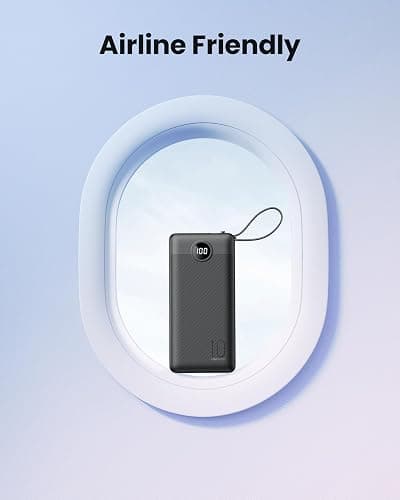 Coowisty Portable Charger with Built-in Cables, Slim 10000mAh Power Bank with USB C, Travel Essentials External Battery Pack 5 Outputs 2 Inputs LED Display Compatible with iPhone/Android & More(Black) thumbnail 5