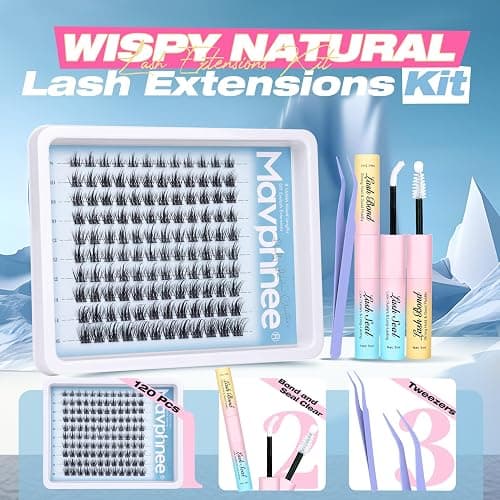 Lash Clusters Kit Wispy Cluster Eyelash Extensions Natural Individual Lashes Extension 8-16MM Short Cluster Lashes C Curl Eyelash Clusters Spikes 120 Pcs Spiky DIY Lash Kit for Everyday Wear thumbnail 3
