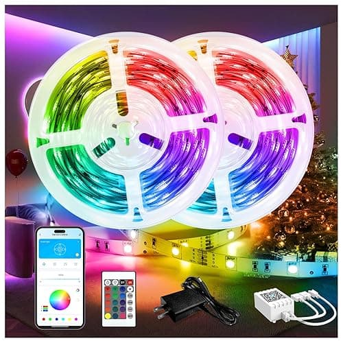 DAYBETTER LED Lights for Bedroom 132ft (2 Rolls of 65.6ft), Music Sync Color Changing Strip Lights with Remote, 24V Power Supply, Classroom Lighting, Room Decor for Teen Girls Boys Birthday Gifts - Image 1