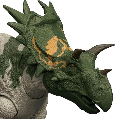 Mattel Jurassic World Rebirth Wild Roar Dinosaur Toy, Spiclypeus Posable Figure, Tail-Controlled Head Butt & Thrash Attack & Sound, Digital Play thumbnail 6