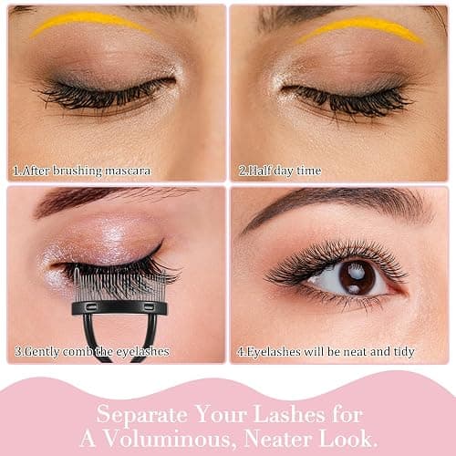 Elegaperma 4pcs Mascara Shield and Eyelash Separator Tool,Mascara Guard for Eyelashes and Comb,3 in 1 Reusable Mascaras Guard Applicator with Eyelash Comb for Natural Eye Makeup thumbnail 6