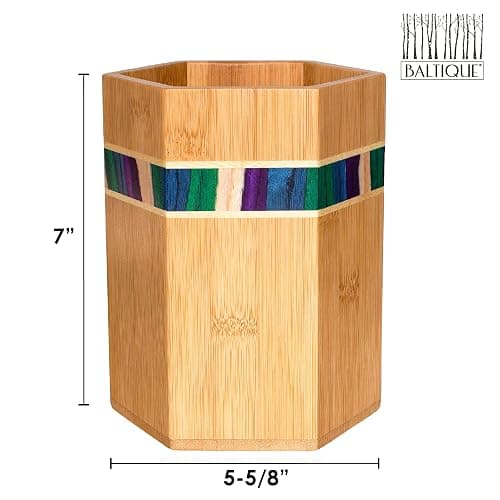 Totally Bamboo Baltique Mumbai Collection Kitchen Utensil Holder, Large Cooking Utensil Crock for Countertop thumbnail 3
